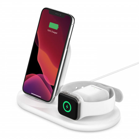 Бяла зареждаща стойка от Belkin 3 в 1 - iSTYLE BG