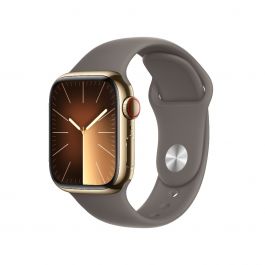 Apple Watch Series 9 GPS + Cellular 41mm Gold корпус от стомана с каишка Clay Sport Band - S/M