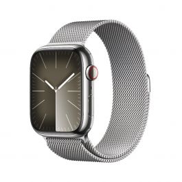 Apple Watch Series 9 GPS + Cellular 45mm Silver корпус от стомана с каишка Silver Milanese Loop