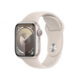 Apple Watch Series 9 GPS 41mm Starlight алуминиев корпус с каишка Starlight Sport Band - S/M