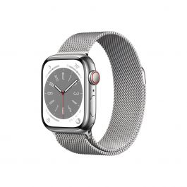 Apple Watch Series 8 GPS + Cellular 41mm Silver Stainless Steel Case with Silver Milanese Loop