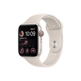 Apple Watch SE GPS + Cellular 44mm Starlight Aluminium Case with Starlight Sport Band - Regular