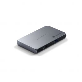 Satechi Aluminium Thunderbolt 4 Slim Hub (3x Thunderbolt 4 Downstream Ports 40 Gbps,2x 4K 60Hz or 1x 8K or 1x 6K on Mac,1x DC 20V Port) - Grey