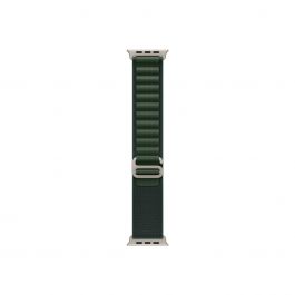 Каишка от Apple за Apple Watch 49mm Loop:  Dark Green Alpine Loop - Medium - Natural Titanium Finish